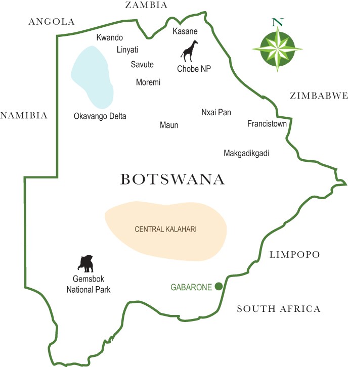 Botswana Map - Luxury Safari Company